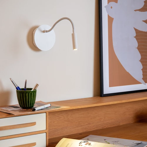 Lucide JOLIJN - Lámpara de cabecera / Lámpara de pared Recargable - Batería/acumulador - Ø 11 cm - LED - 1x2W 3000K - Magnético - Blanco - ambiente 1